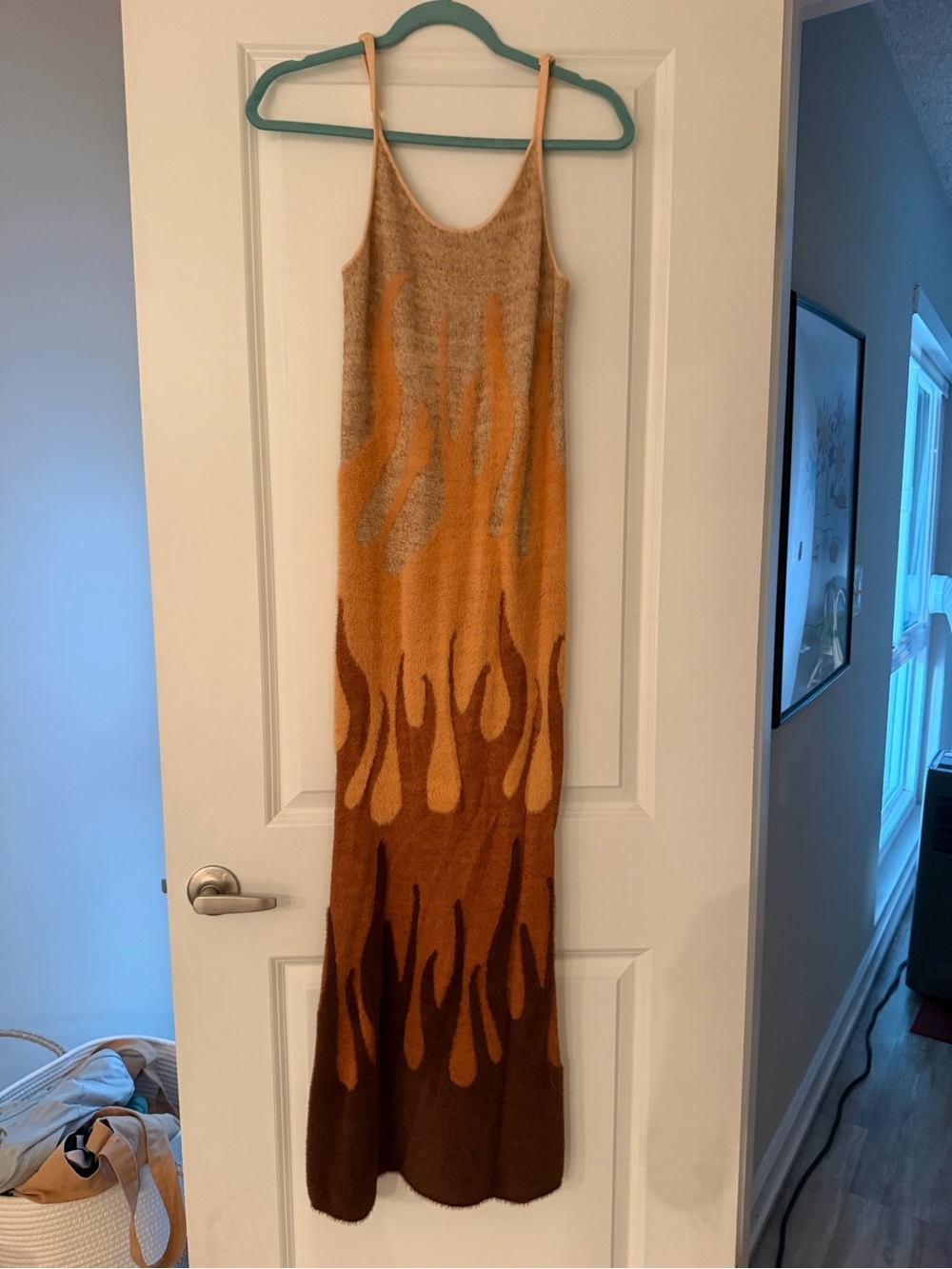 House of Sunny Brown and Tan Flame Knit Maxi Dress